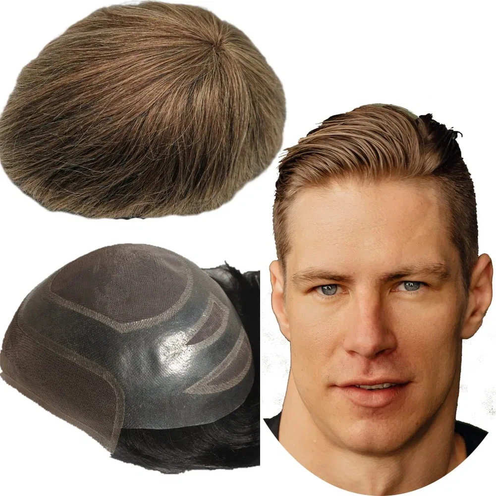 Мужской накладной парик Yanahair из натуральных прямых волос, 25.4 x 20.3 см Yanahair, #4