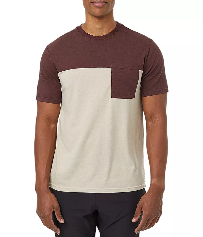 

Мужская футболка Tentree с блокированными карманами, цвет Deep Mahogany/Pale Oak