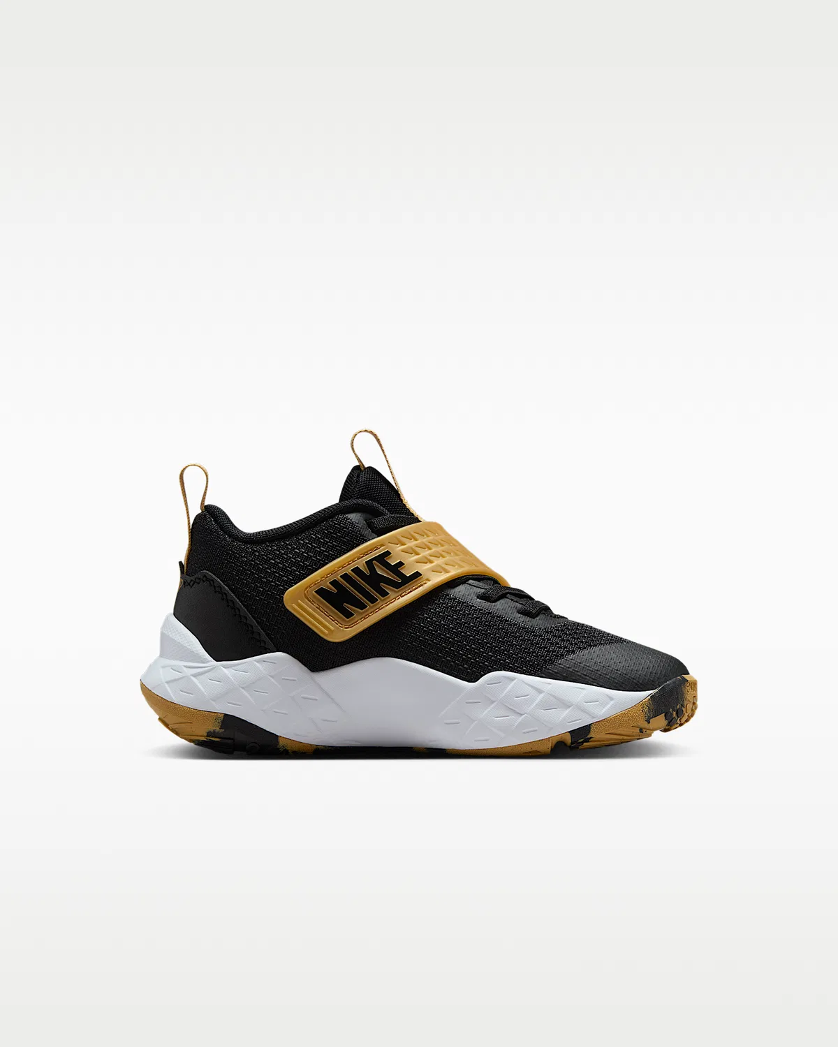 Детские кроссовки Nike Team Hustle D 12, Black/Metallic Gold/White/Black — фото 3