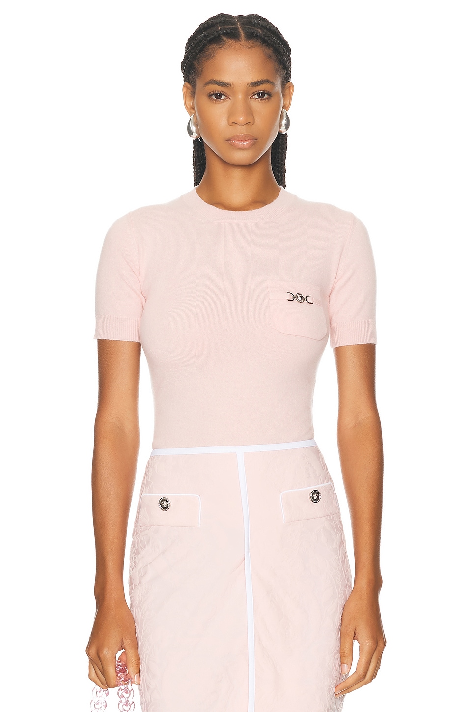 

Топ с короткими рукавами VERSACE, цвет Dusty Rose
