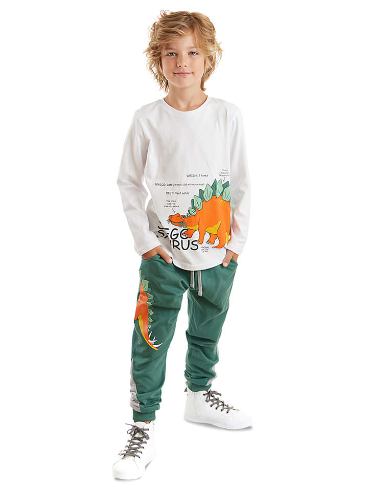 

Рубашка с длинным рукавом Denokids, белый/зеленый