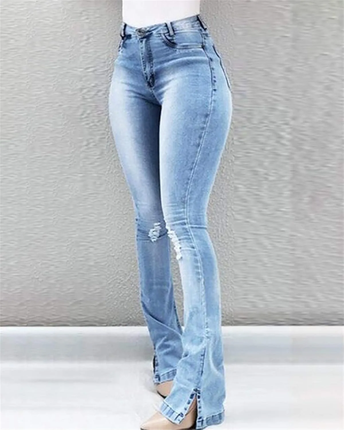 Женские джинсы Andongnywel с высокой талией и расклешенным низом — фото 2