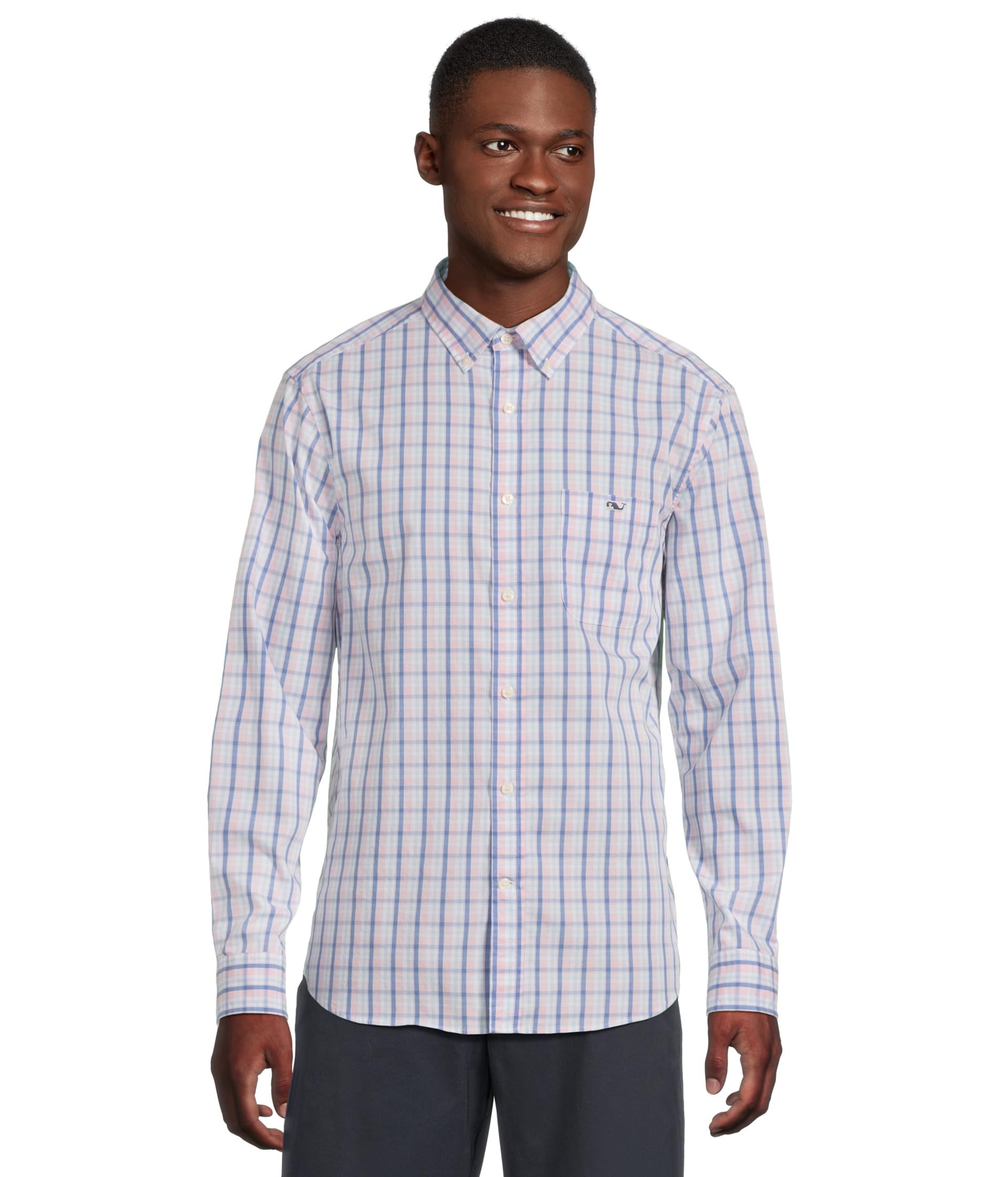 

Рубашка Vineyard Vines Sandie Plaid Perfect Wash Shirt, Flamingo