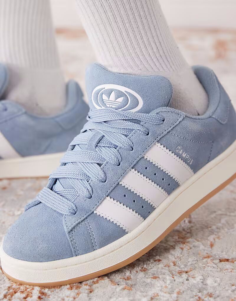 Кроссовки Adidas Originals Campus 00s с резиновой подошвой светло-синего и белого цвета — фото 4