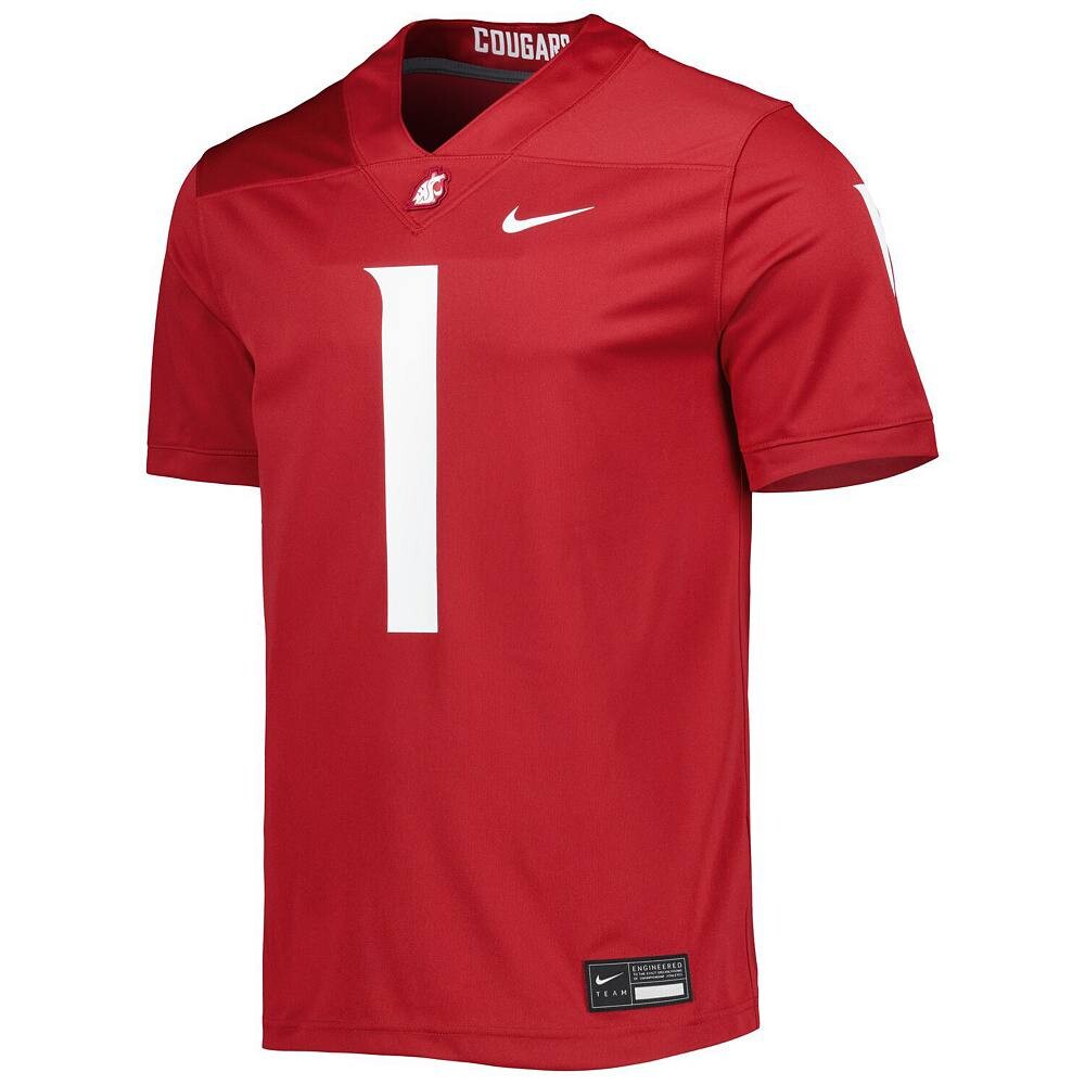 Мужская футбольная майка Nike #1 Crimson Washington State Cougars Untouchable, цвет Wsc Red — фото 3