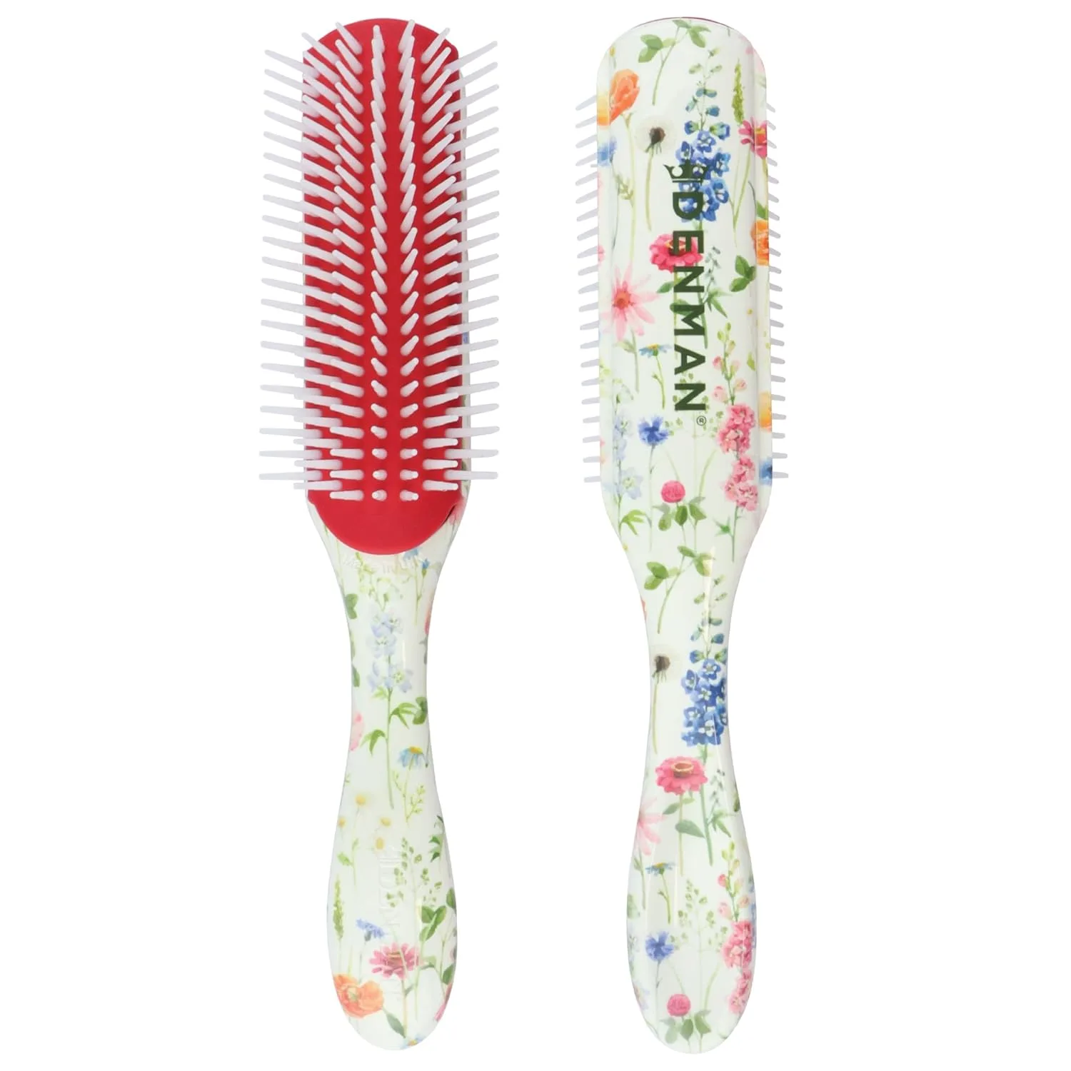 Denman D3 Original Curl Definer & Styler, щетка для вьющихся волос для женщин и мужчин - 7 рядов для распутывания и формирования локонов, щетка для гладких и четких завитков, Floral — фото 2
