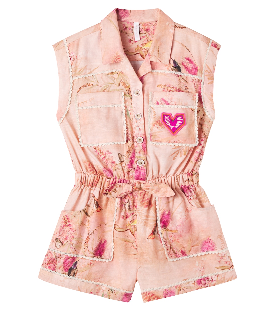 

Каскадский цветочный хлопковый комбинезон Zimmermann Kids, Pink Botanical Floral
