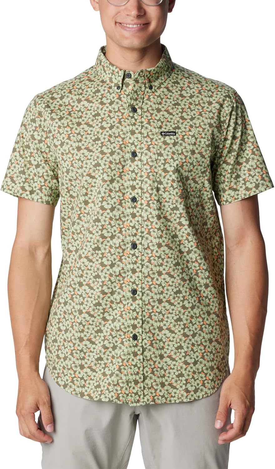 

Мужская рубашка Columbia Rapid Rivers с коротким рукавом и принтом, Sage Leaf Geobloom