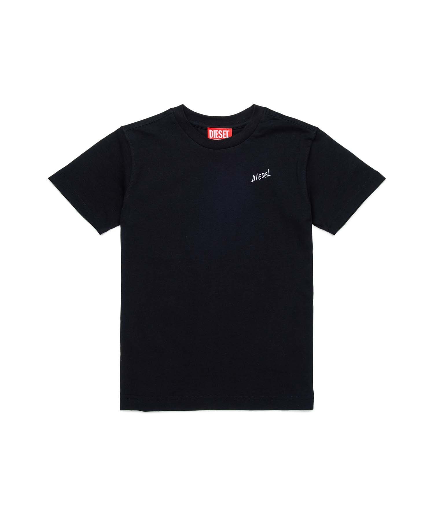 Детская футболка с коротким рукавом и одним логотипом бренда DIESEL, Black