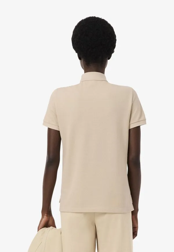 Рубашка поло Lacoste Beige-Xf, однотонная, бежевая — фото 3