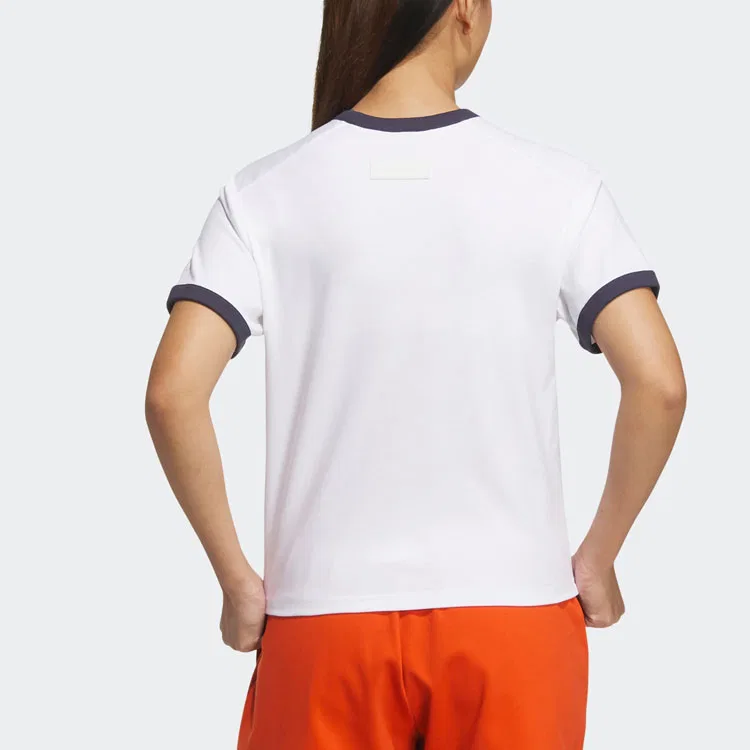 Футболка с опущенным плечом Adidas White/Dark Navy Blue — фото 4