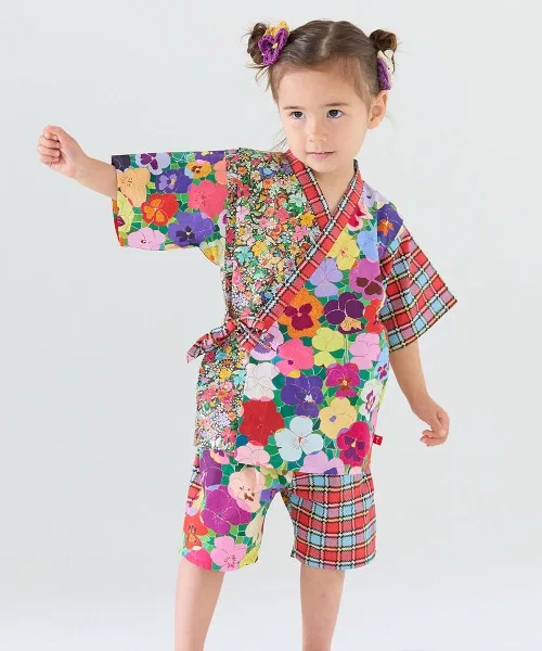 Детская джинбэ с принтом, MOEMUSISAN X moimoln, 100% хлопок, черный — фото 2