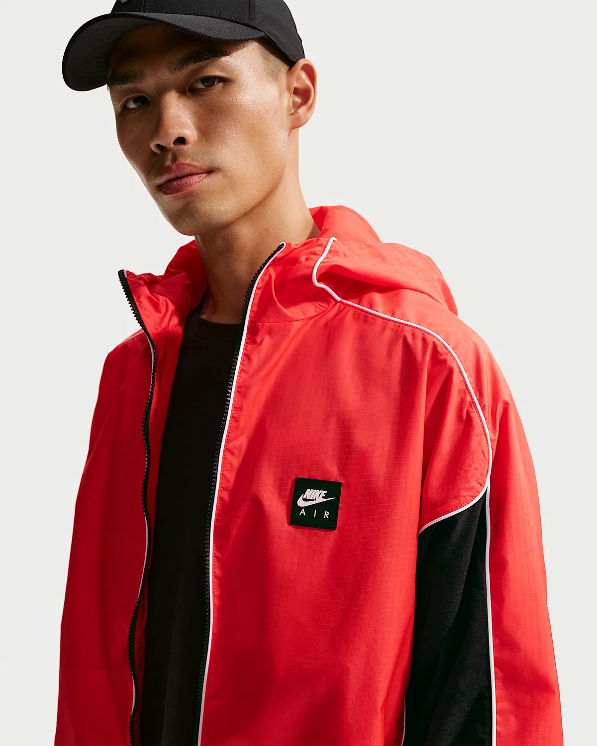 Мужская гибридная куртка Nike Air с полной застежкой-молнией, Light Crimson/Black/White — фото 3