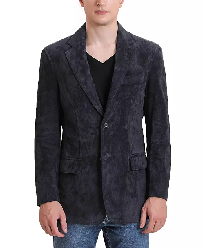 

Мужская замшевая кожаная куртка с двумя пуговицами Bgsd, синий