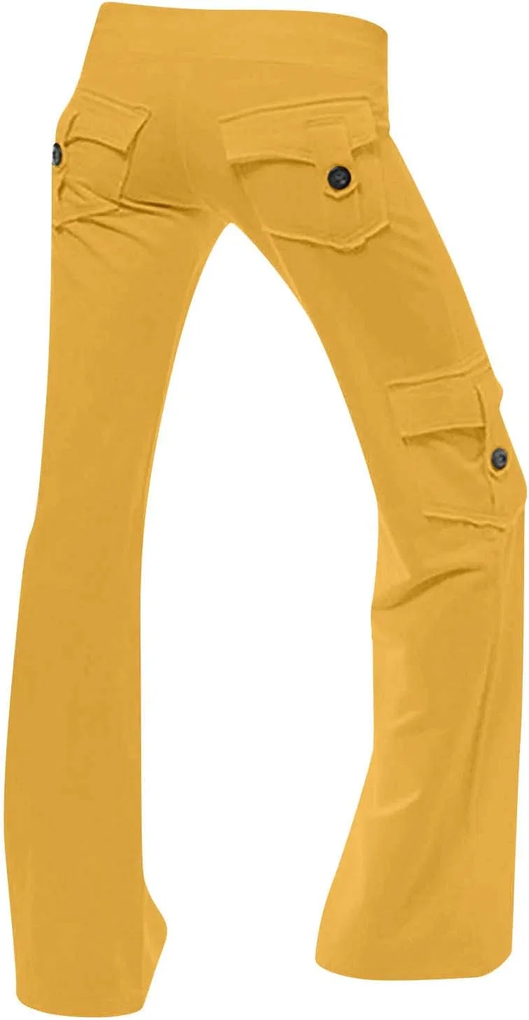 Брюки женские прямые зауженные с эластичным поясом, Generic, A04_yellow — фото 3