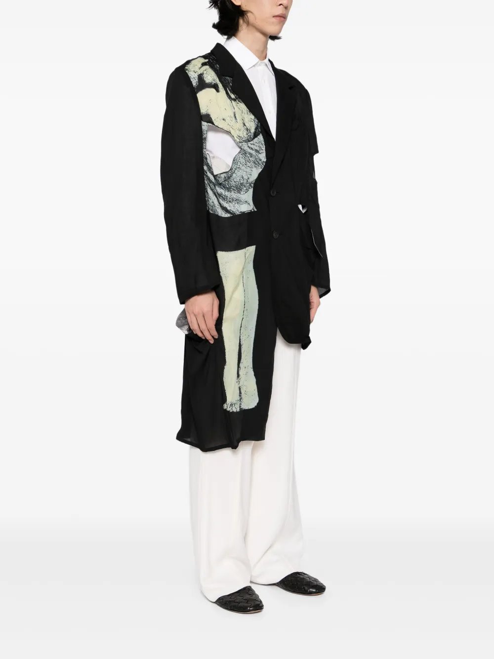 Пиджак с графичным принтом Yohji Yamamoto, черный — фото 3