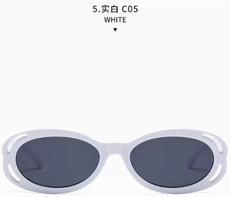 

Овальные солнцезащитные очки с выемкой для регистрации времени прихода на работу и фотосъемки. Солнцезащитные очки с защитой от УФ-излучения sundry goods, Solid White