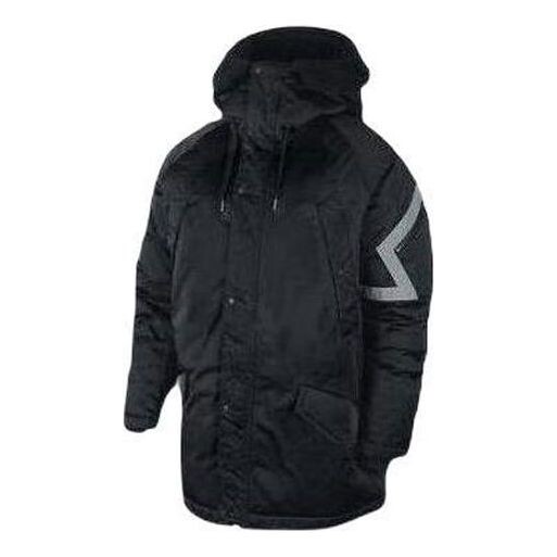 

Пуховик Air Jordan Casual Sports Stay Warm hooded Thicken mid-length Down Jacket Black, черный