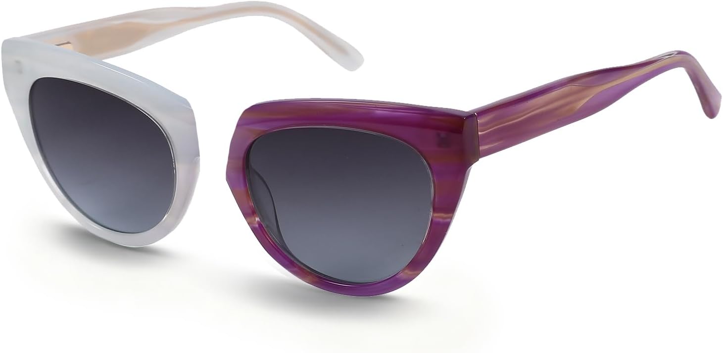 

Маленькие круглые солнцезащитные очки «кошачий глаз» с фотохромной оправой, защита от УФ-излучения UV400, ширина линзы 51 мм, для женщин с маленьким лицом - MBS9005 Aixinhai, White Turns Purple