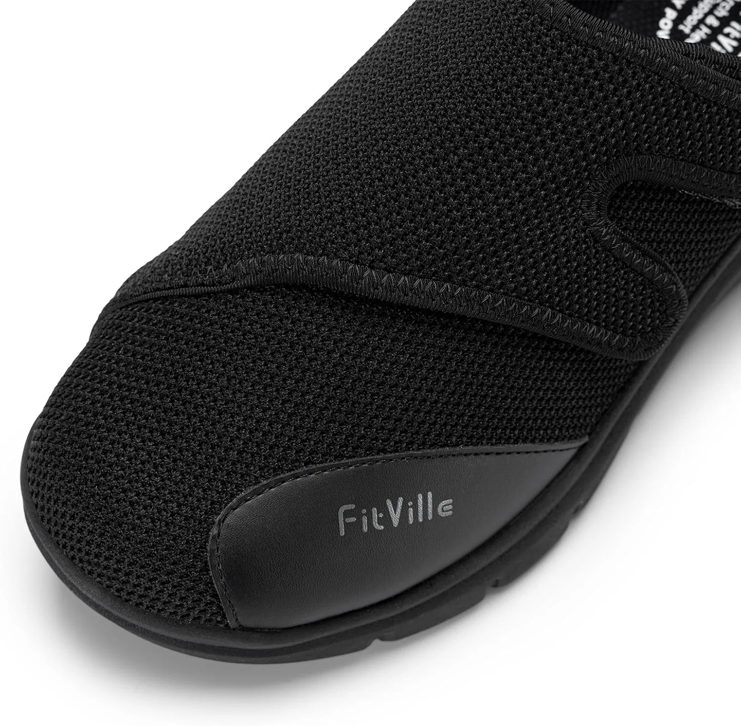 Мужская реабилитационная обувь FitVille Extra Wide с регулируемой шириной, удобная обувь для ходьбы, тапочки для пожилых людей, обувь с бинтами, оздоровительная обувь, Black Velcro — фото 3