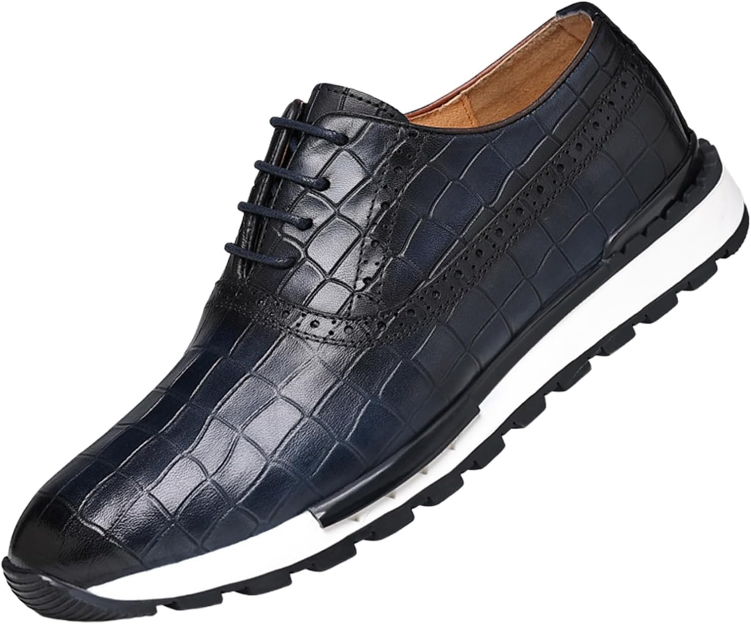 

Мужские деловые туфли из натуральной кожи, модные с шнуровкой, броги с крыльями, оксфорды с классическим гладким носком, повседневные дерби для офиса, свадьбы и работы Nxnbhsl, синий