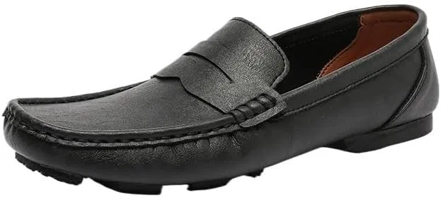Лоферы кожаные Mens Pu Leather Loafers, Black UOPYNE