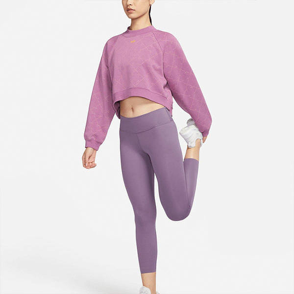 Свитер athleisure casual sports fleece lined short round neck pullover purple red hoodie violet Nike, фиолетовый — фото 3