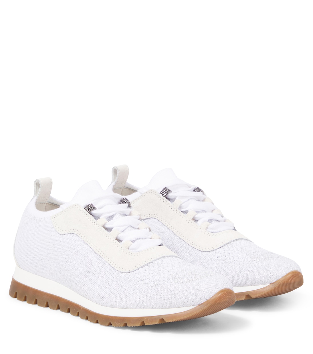 

Кроссовки с замшевой отделкой Brunello Cucinelli Kids, Bianco