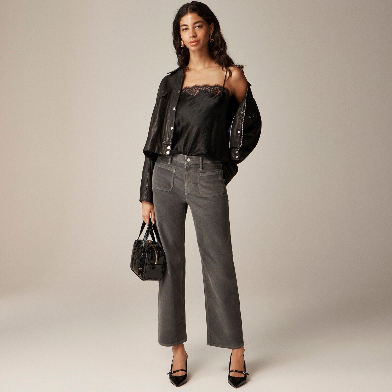 

Узкие широкие брюки Sailor из эластичного вельвета J.Crew, серый