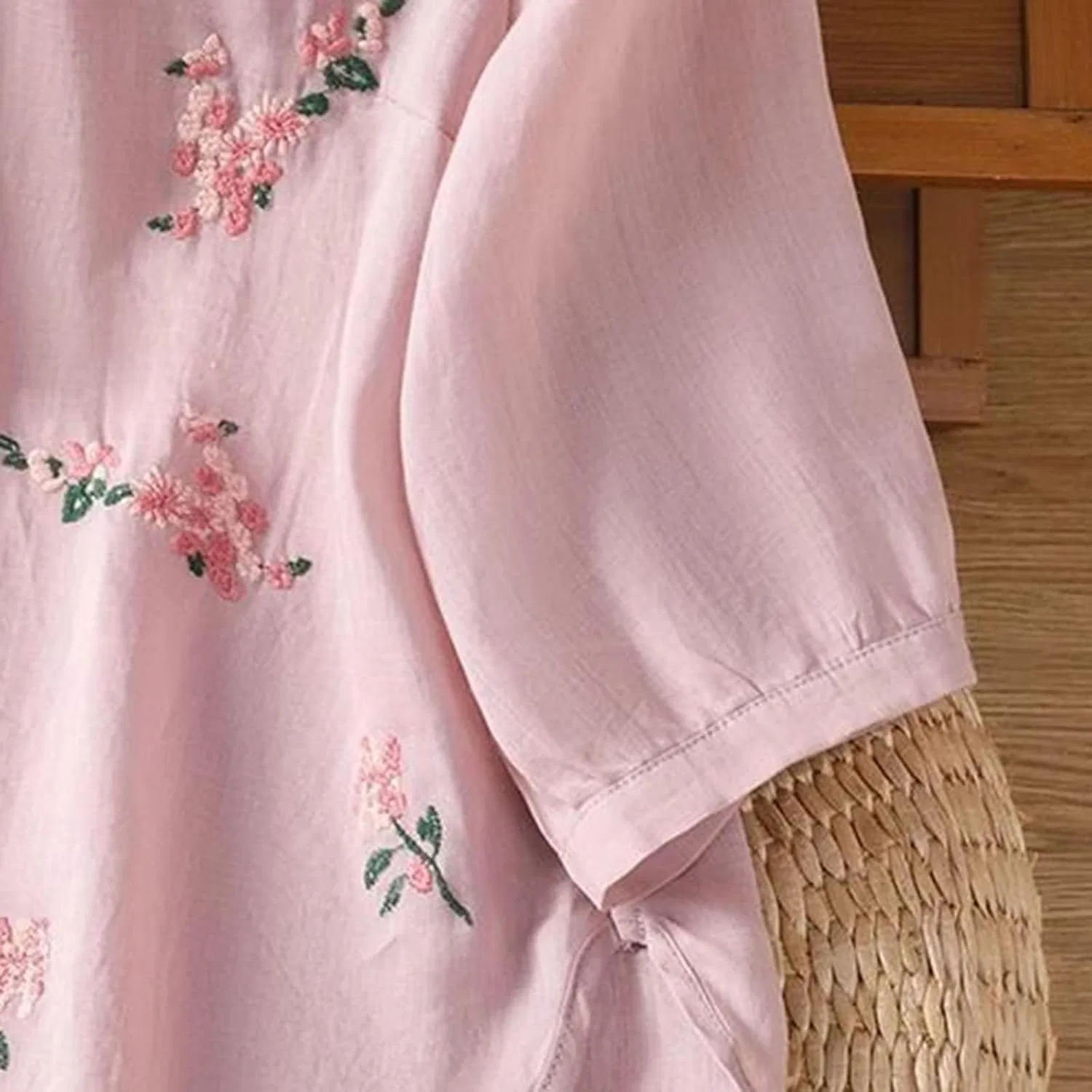 Блуза, полуприлегающая, Womens linen Shirts, фиолетовый — фото 4