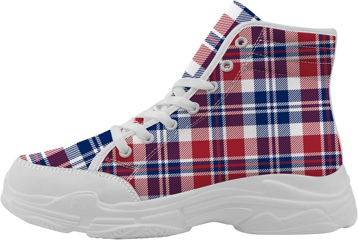 

Высокие кеды в клетку для женщин и мужчин, кроссовки на платформе с шнуровкой, подарки для друзей Generic, синий