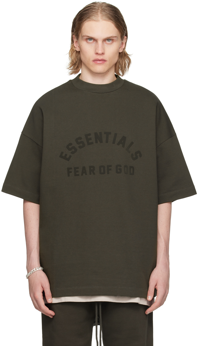 

Серая футболка с круглым вырезом Fear of God ESSENTIALS, Ink