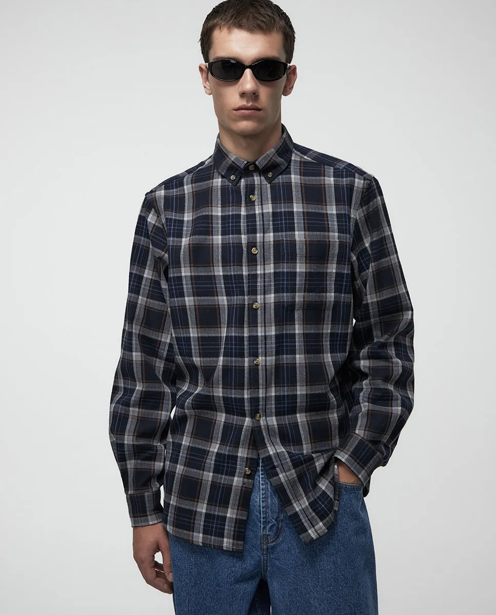 

Фланелевая рубашка в клетку Sfera, темно-синий