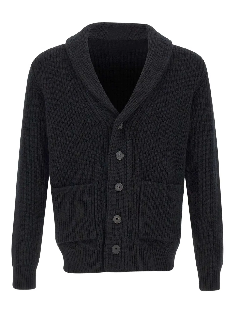 

Кардиган с шалевым воротником и накладными карманами Filippo De Laurentiis, черный