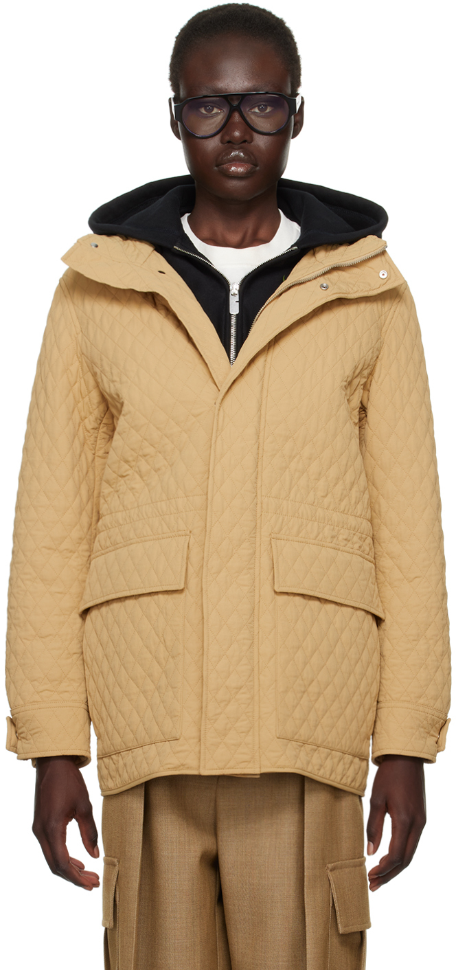 

Бежевая клетчатая куртка с капюшоном из стеганого нейлона Burberry