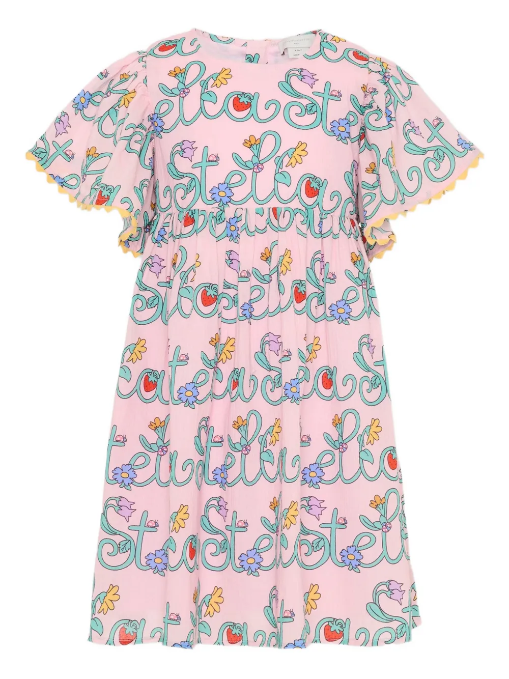 

Платье с цветочными деталями и короткими рукавами Stella Mccartney Kids, розовый