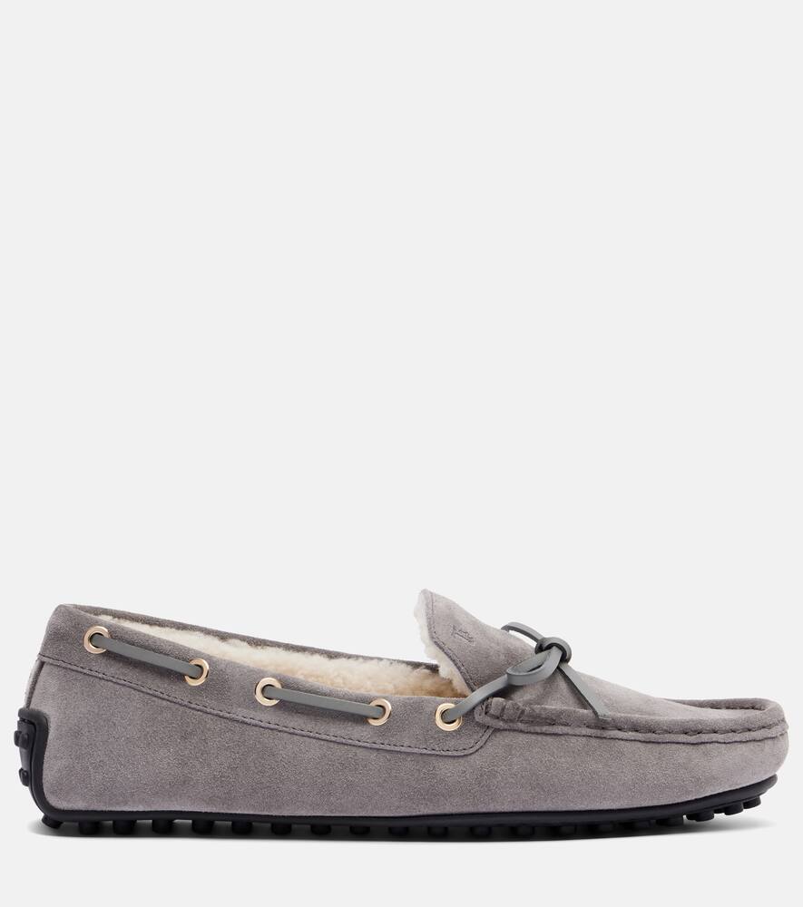 Гоммино замшевые топсайдеры с подкладкой из овчины Tod's, Carbone Chiaro+Avorio — фото 4
