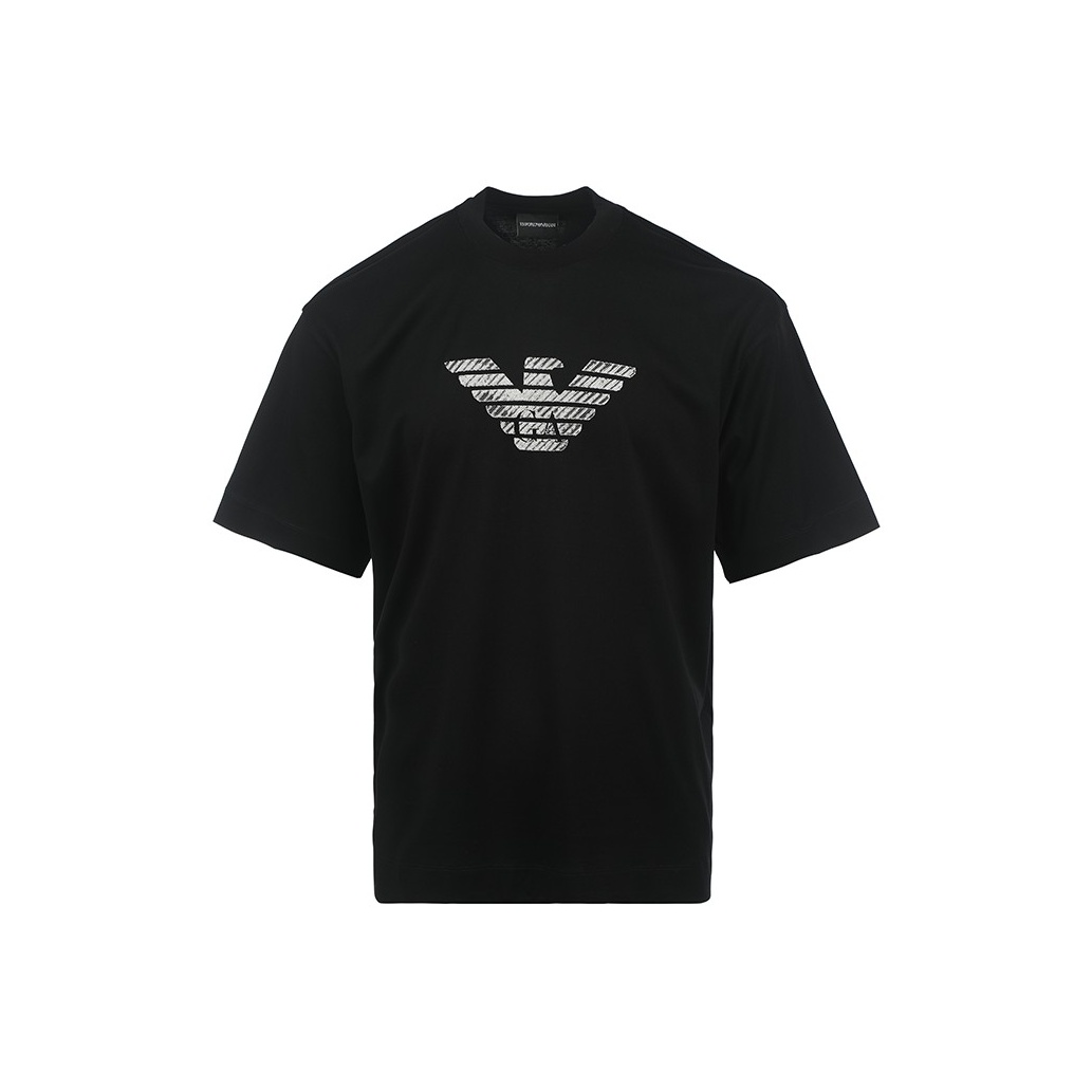 

Градиентная полосатая вышитая футболка ASV оверсайз EMPORIO ARMANI, черный