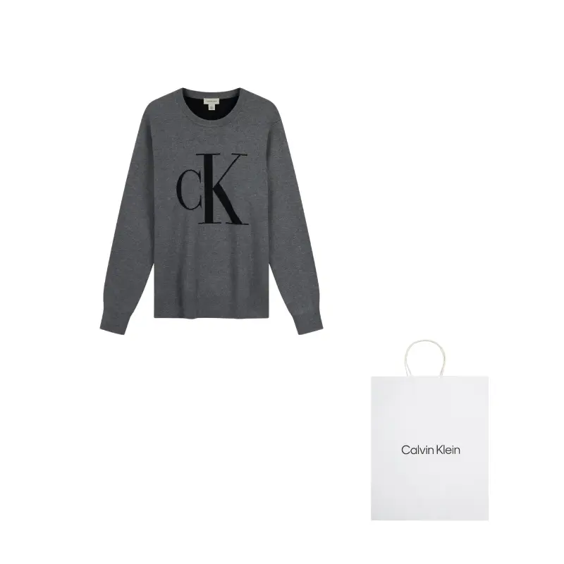 

Детский свитер с логотипом интарсия Calvin Klein, светло-серый