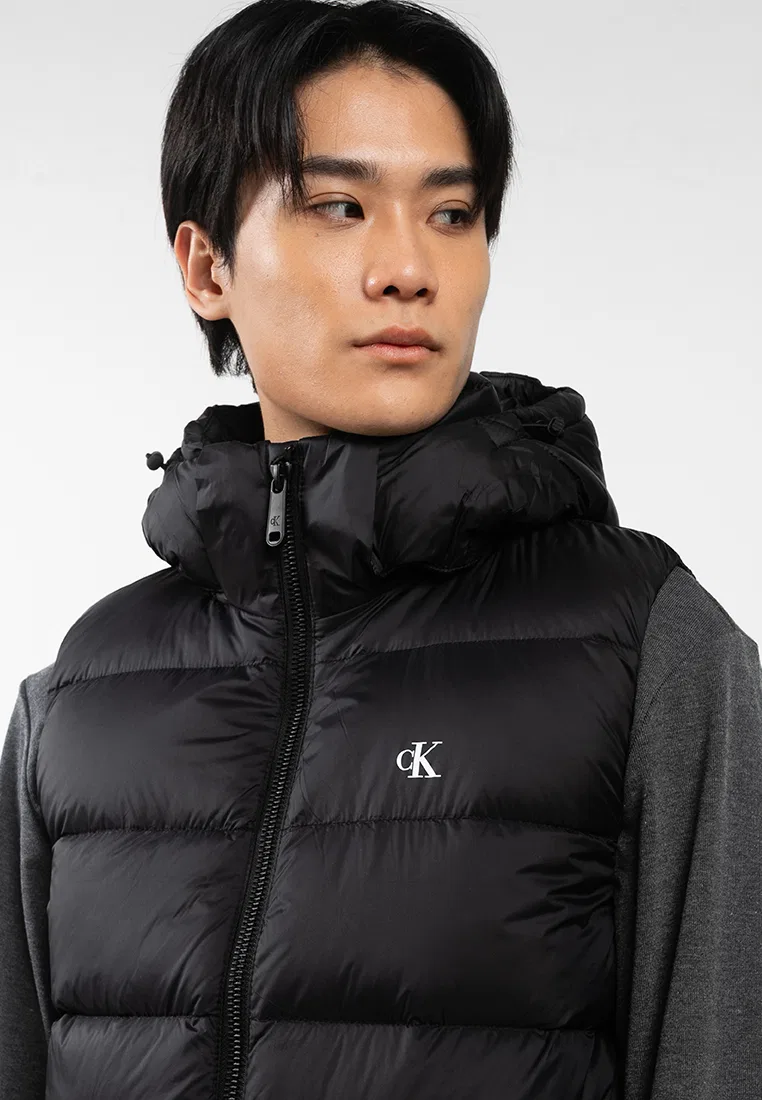 Жилет, на молнии, с капюшоном, Nylon Zip Off Hood Down Puffer Calvin Klein, черный — фото 3
