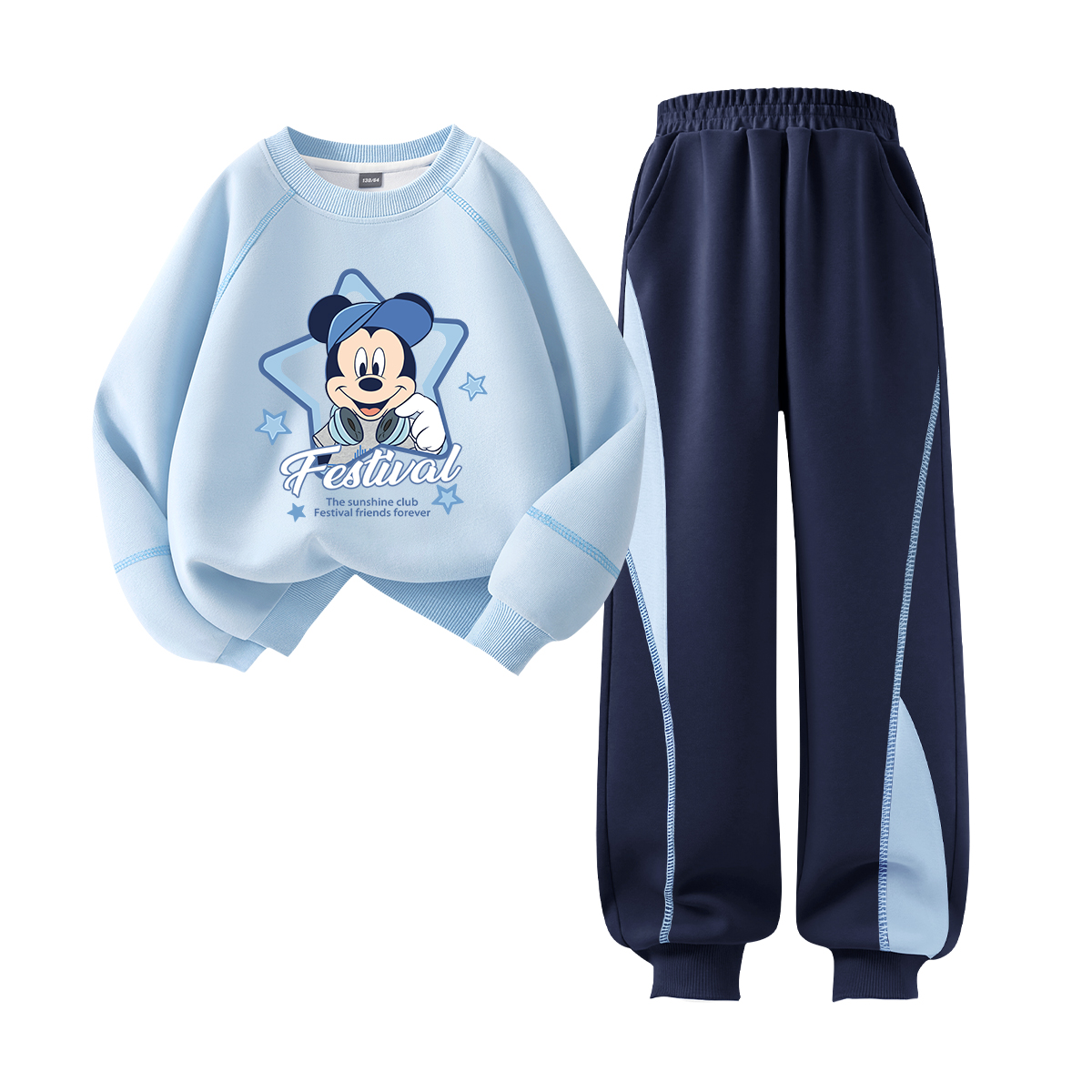 

Детская повседневная спортивная одежда Disney, Diyaoqi Sky Blue+Di Solid Color Navy Blue