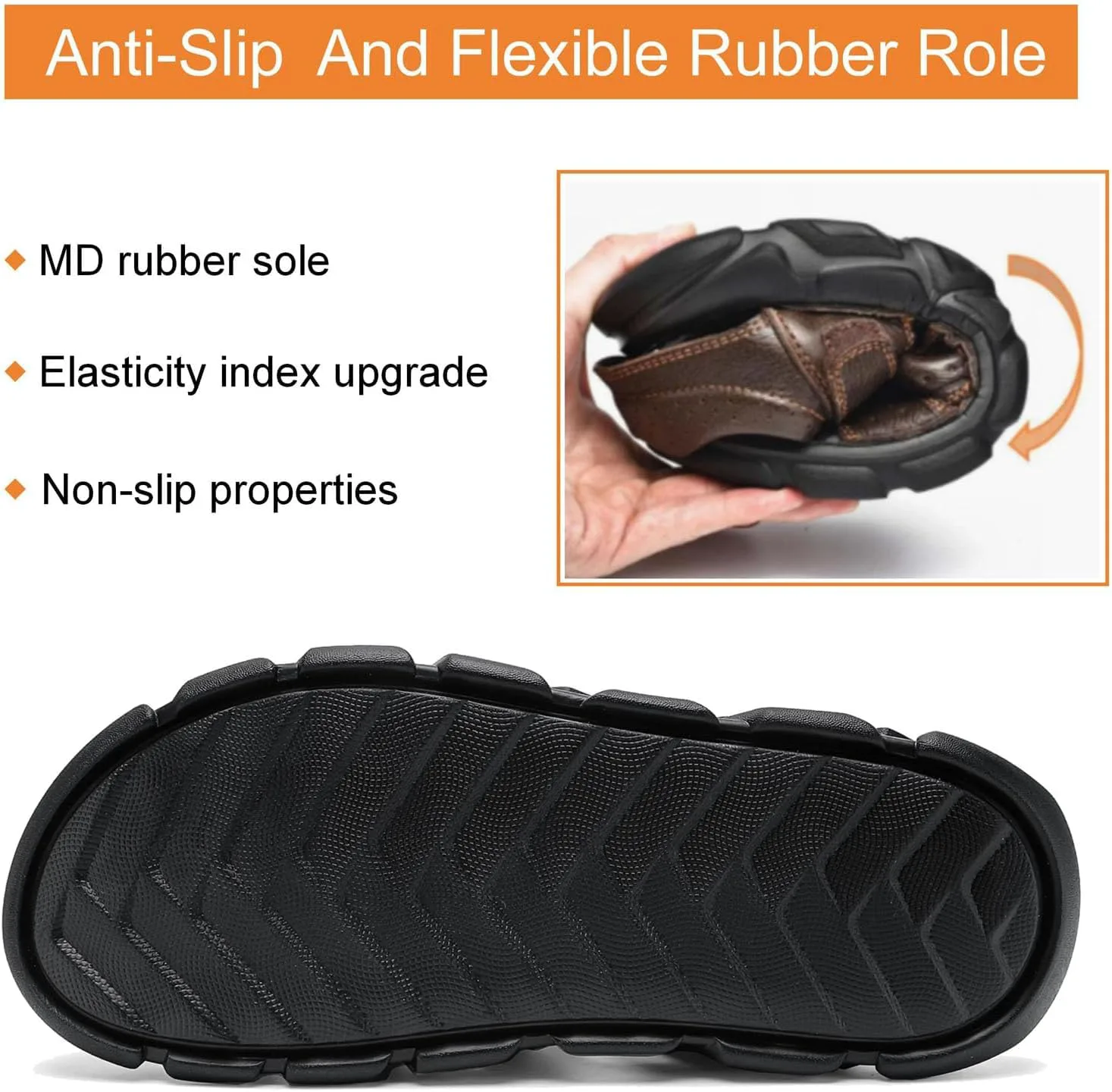 

Мужские кожаные сандалии Moodeng для улицы и спорта, спортивные сандалии с закрытым носком, ручная сборка, удобные для ходьбы, черный