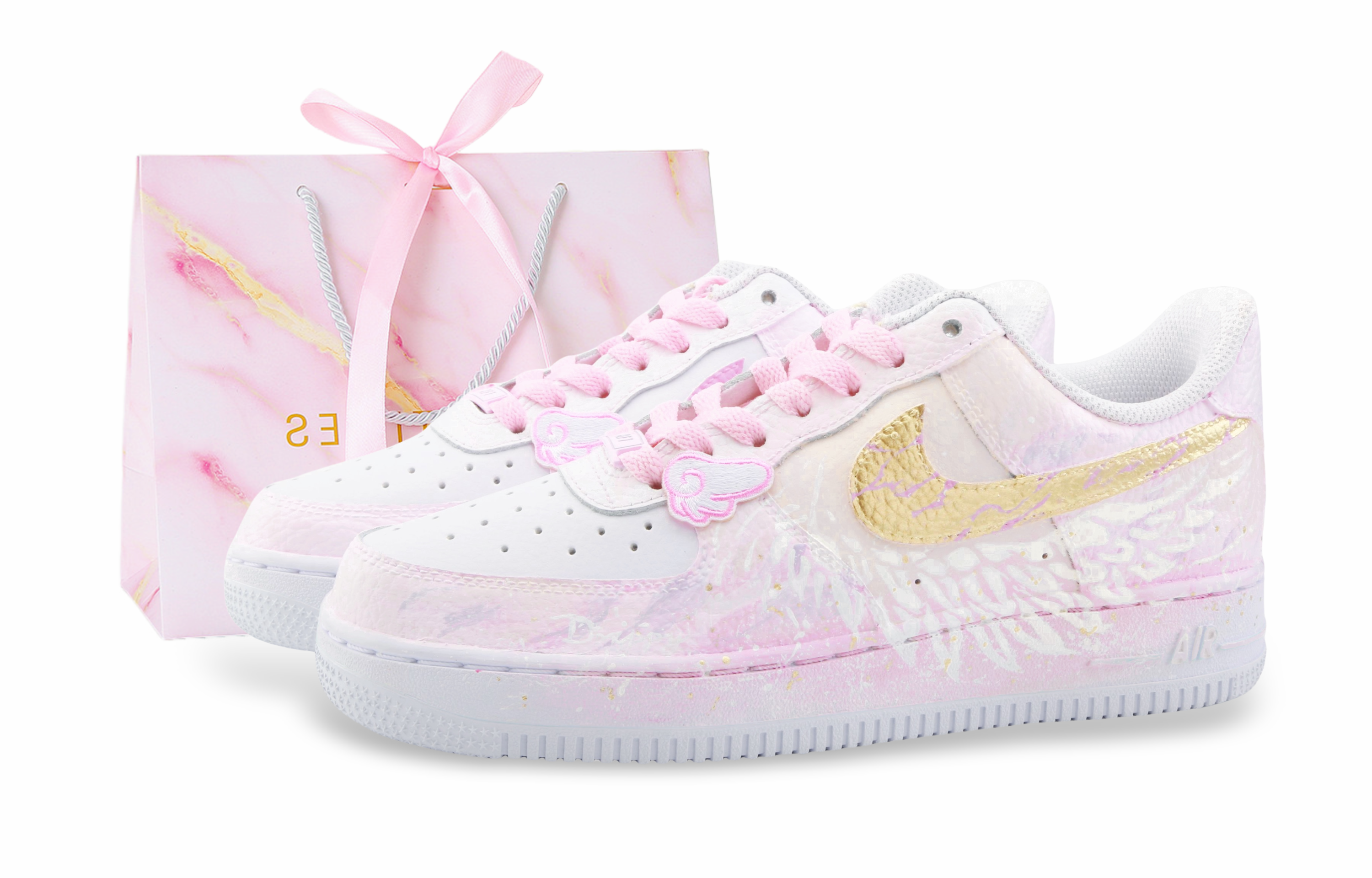 

Детские кроссовки для скейтбординга Air Force 1 для начальной школы Nike, розовый/золотой