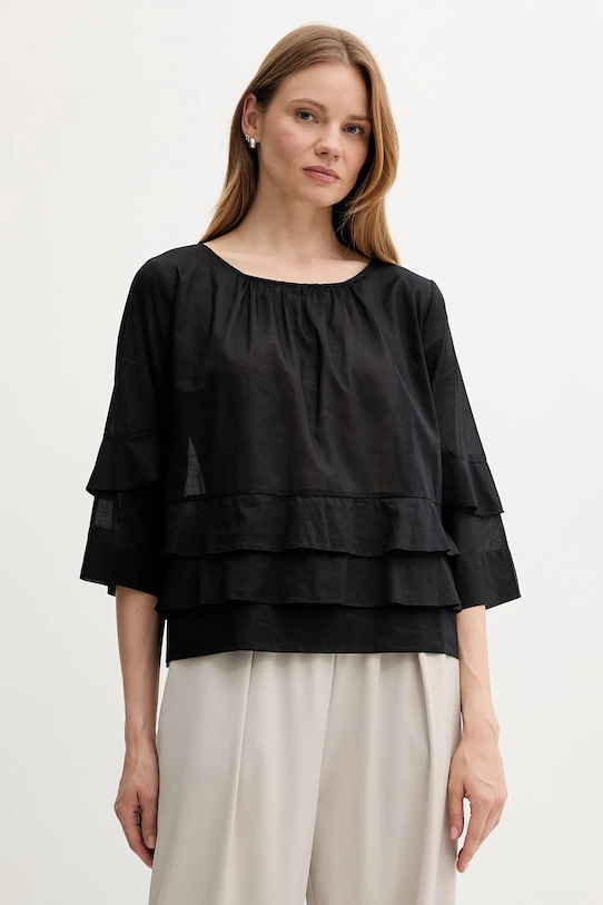 

Хлопковая блузка Sisley, черный