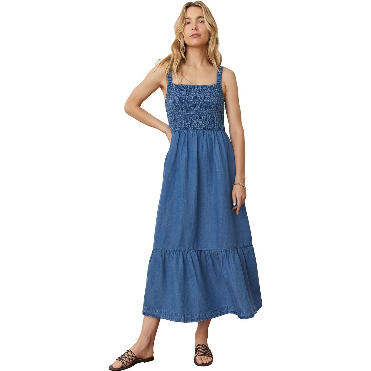 

Селен макси-платье из шамбре Marine Layer, цвет medium wash