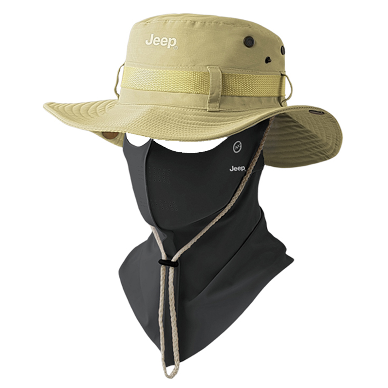 

Jeep Унисекс шапка от солнца из полиэстера, Khaki Sun Protection Two-Piece Set