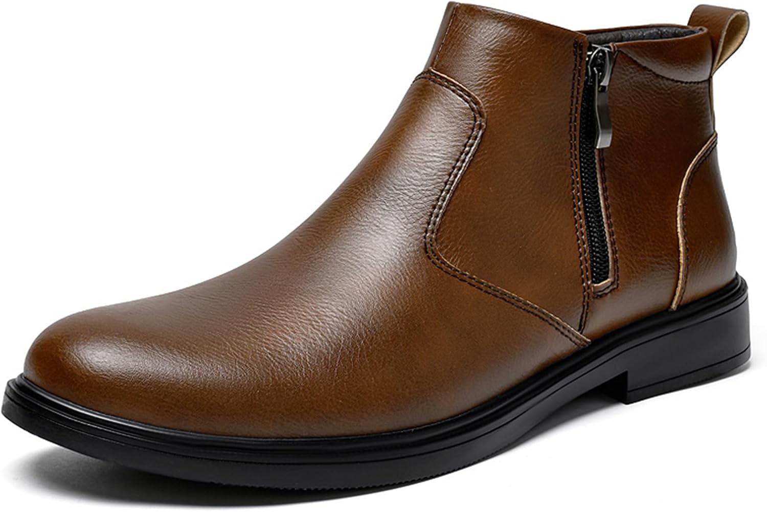 

Мужские ботинки челси с острым носком, низким массивным каблуком, без шнуровки, для деловой и рабочей одежды с боковой молнией Abborora, коричневый