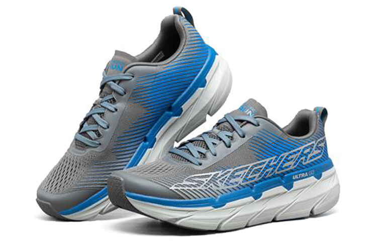 Кроссовки для бега Max Cushioning для мужчин с низким верхом, угольно-серые/синие Skechers — фото 3