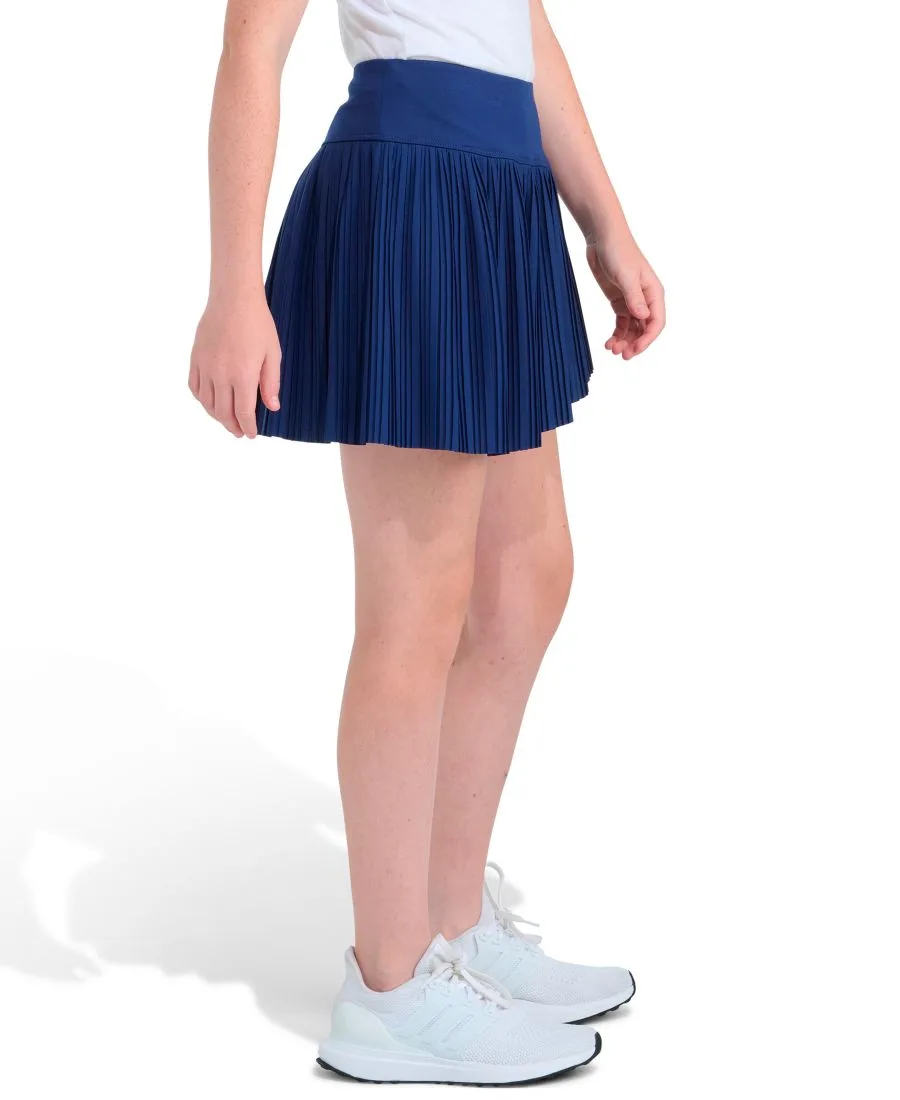Шорты-юбка из плетеной ткани с плиссировкой для девочек 8-14 лет Adidas, темно-синий — фото 3