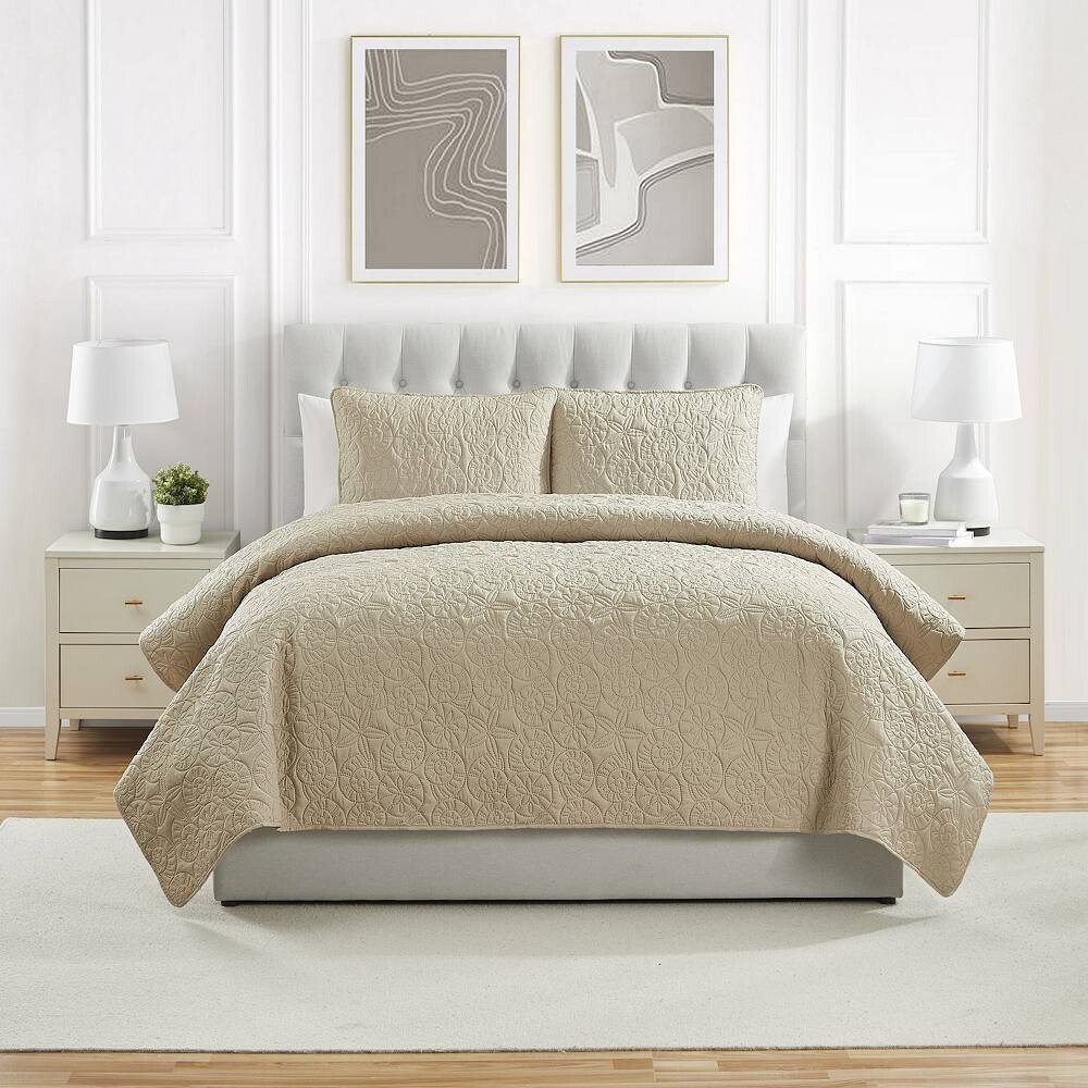 

VCNY Home Seashell Набор однотонных одеял Pinsonic Coastal из 3 предметов, цвет Taupe